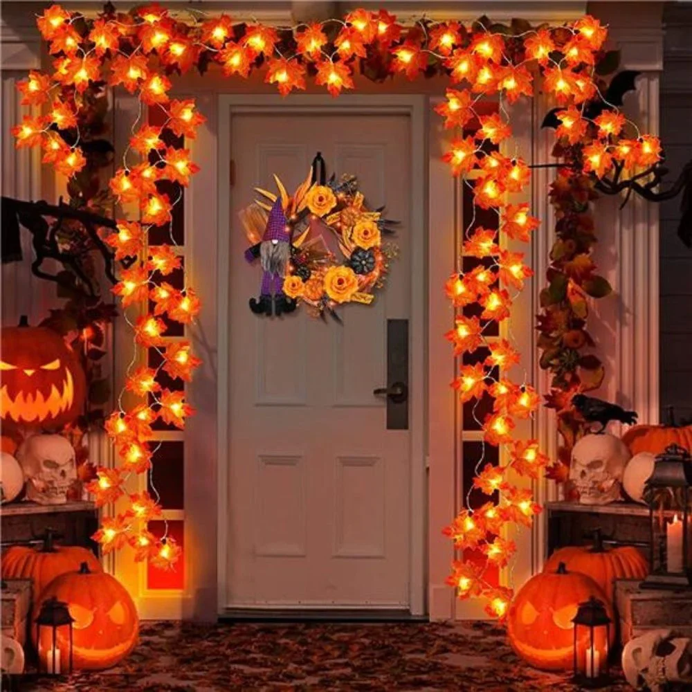 2 Pack Thanksgiving Decorations Enlarged Maple Leaves Garlands